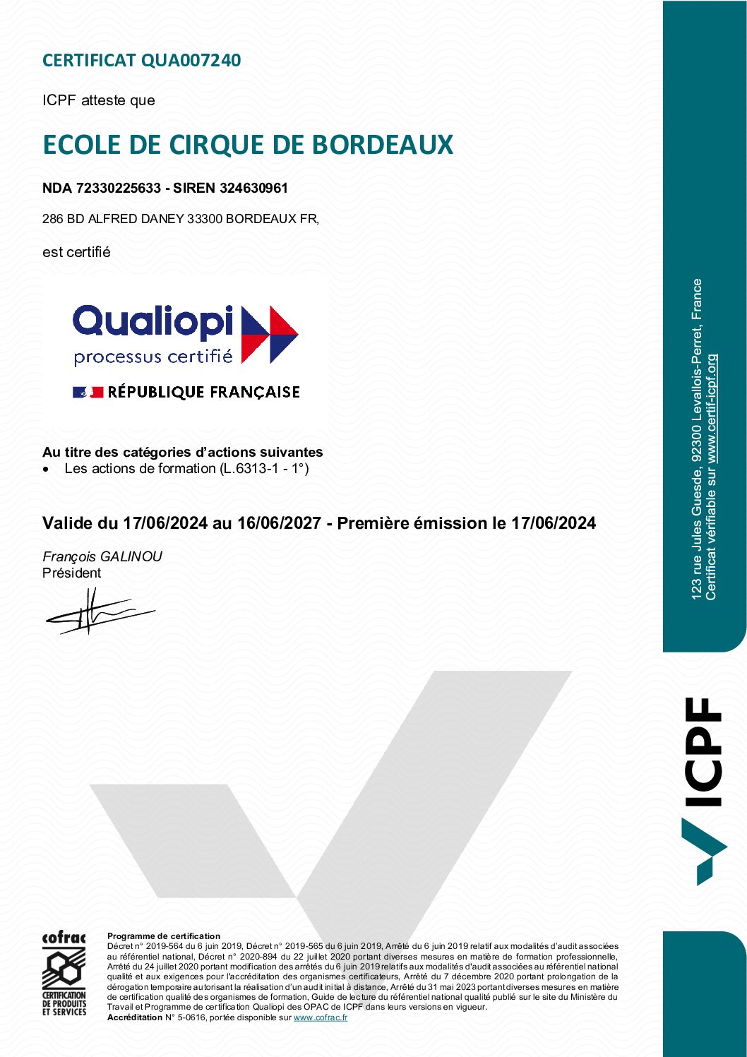 Les formations professionnelles de l&rsquo;ECB sont certifiées QUALIOPI #qualité